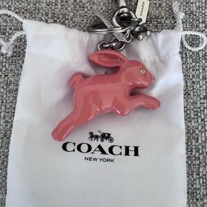 Coach Pink Rabbit Keychain NWT